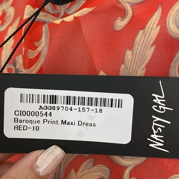 Nasty Gal Baroque Red Long Maxy Chiffon Dress - Picture 13 of 13